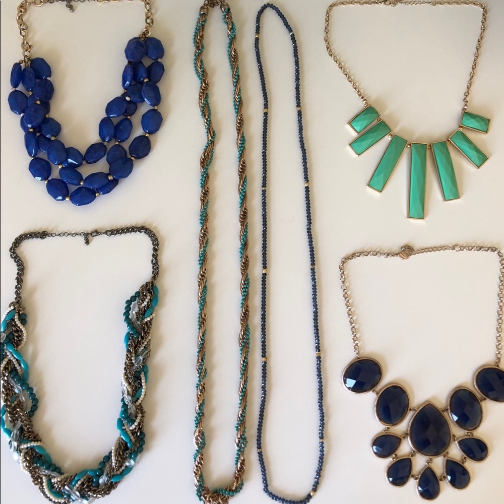 Blue and Teal Necklace Variety (6 included)